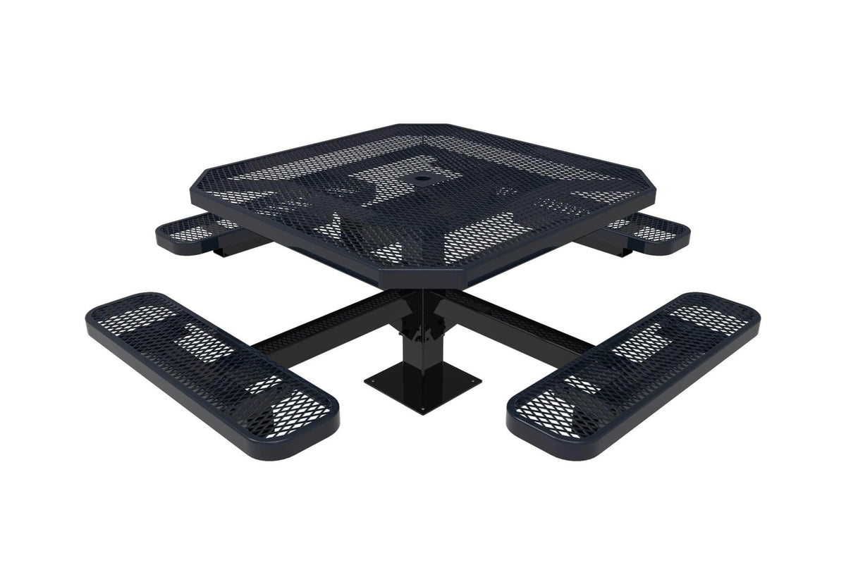 Octagon Pedestal Picnic Table with 4 Seats - Diamond Pattern - 46 In. - Crowd Control Warehouse
