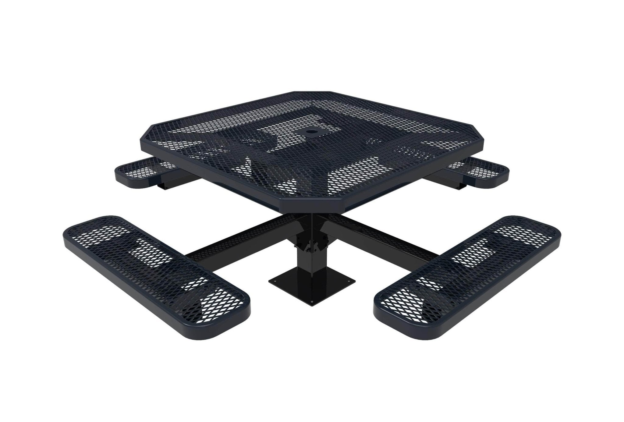 Octagon Pedestal Picnic Table with 4 Seats - Diamond Pattern - 46 In. - Crowd Control Warehouse