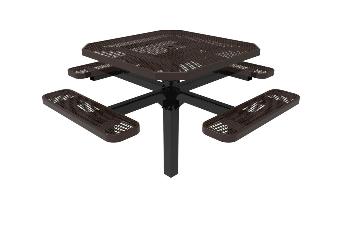 Octagon Pedestal Picnic Table with 4 Seats - Diamond Pattern - 46 In. - Crowd Control Warehouse