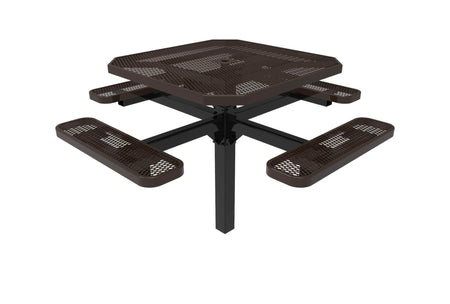 Octagon Pedestal Picnic Table with 4 Seats - Diamond Pattern - 46 In. - Crowd Control Warehouse