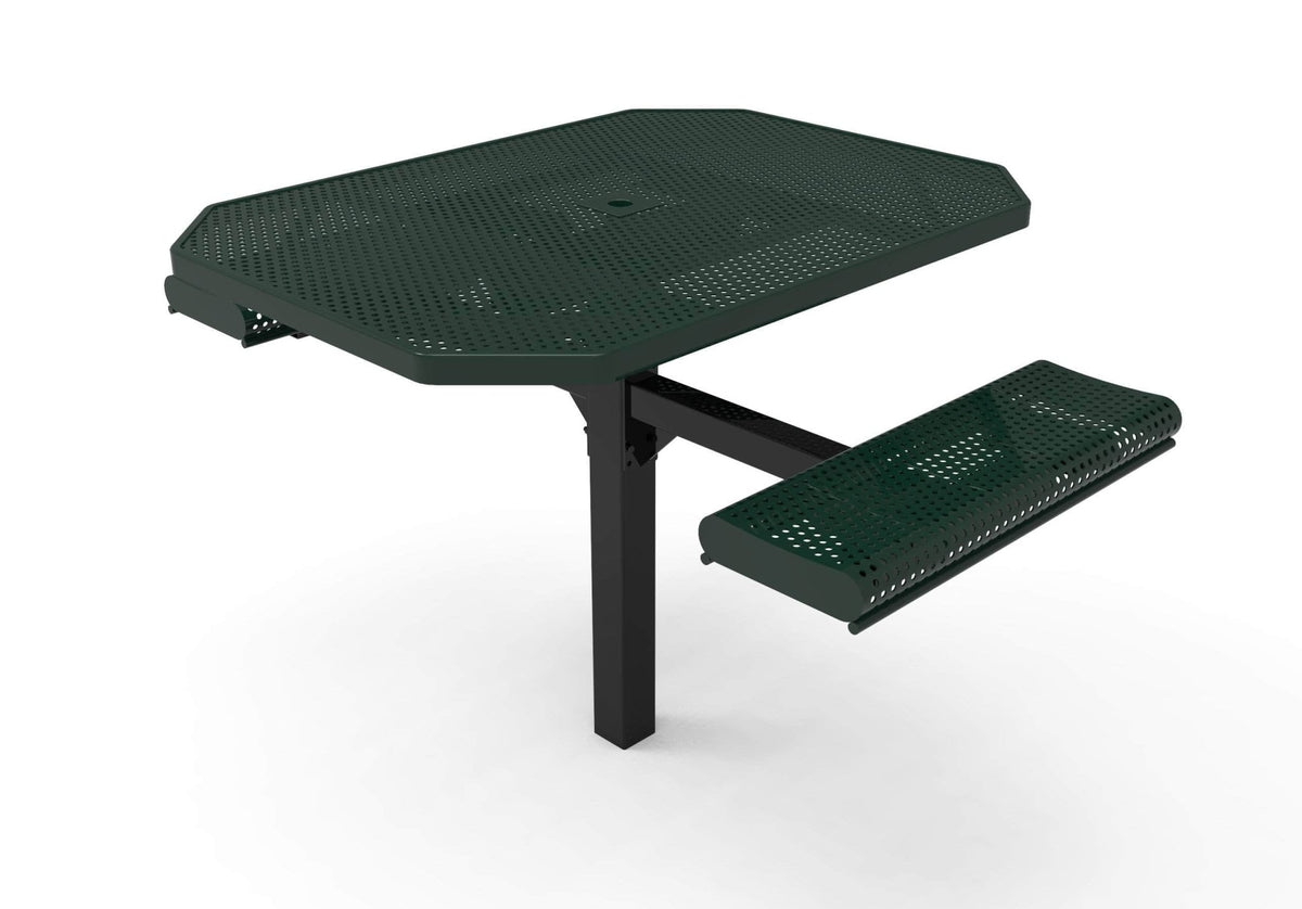 Octagon Rolled Pedestal Picnic Table with 2 ADA Seats - Circular Pattern - 46 In. - Crowd Control Warehouse