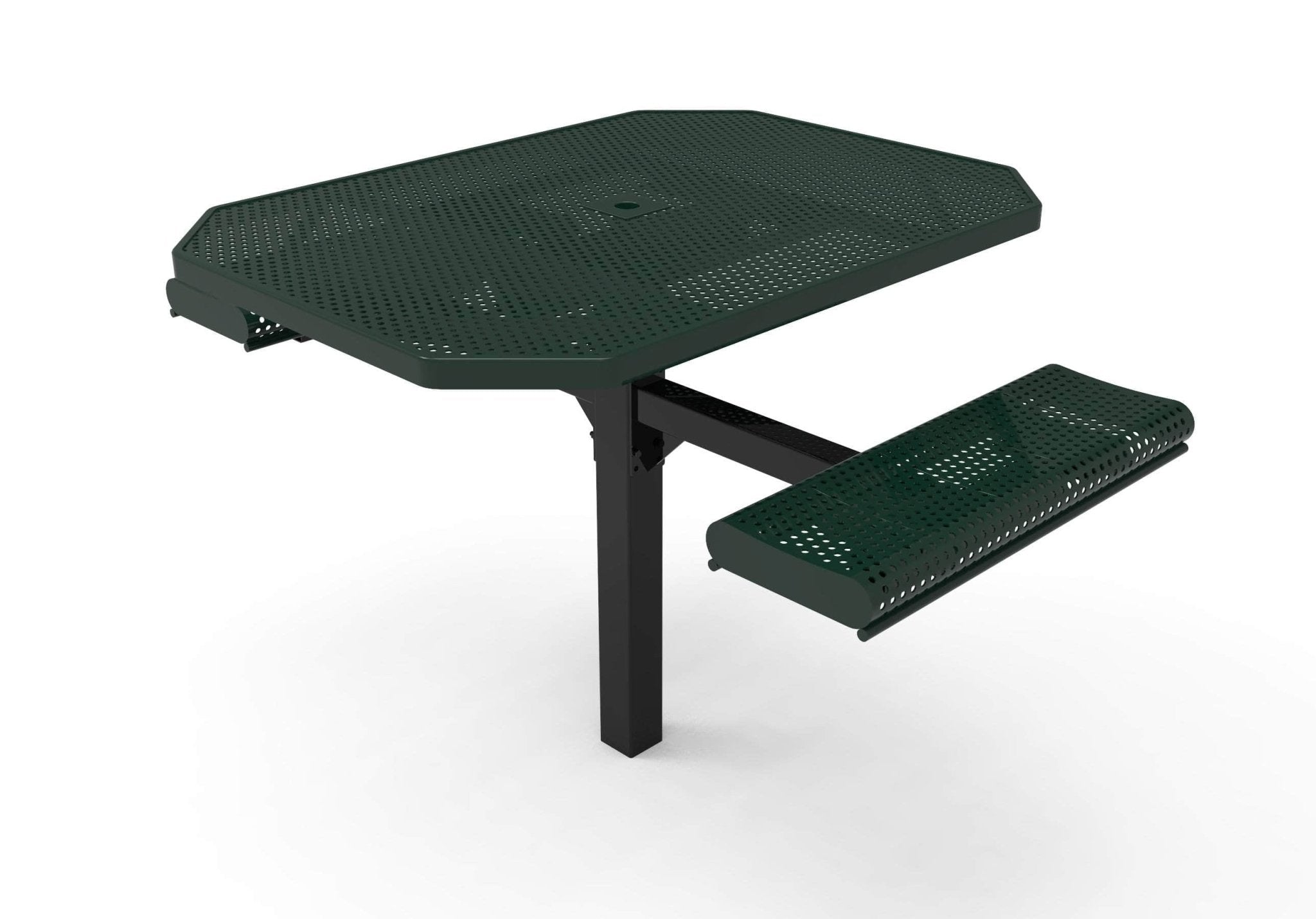 Octagon Rolled Pedestal Picnic Table with 2 ADA Seats - Circular Pattern - 46 In. - Crowd Control Warehouse