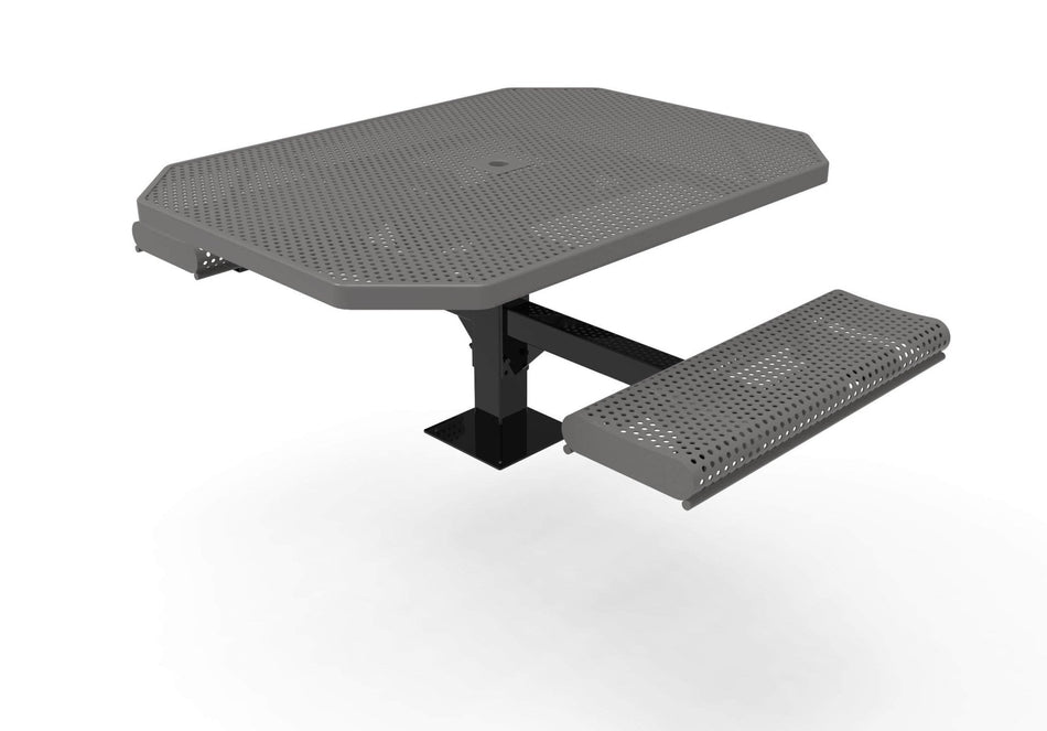 Octagon Rolled Pedestal Picnic Table with 2 ADA Seats - Circular Pattern - 46 In. - Crowd Control Warehouse