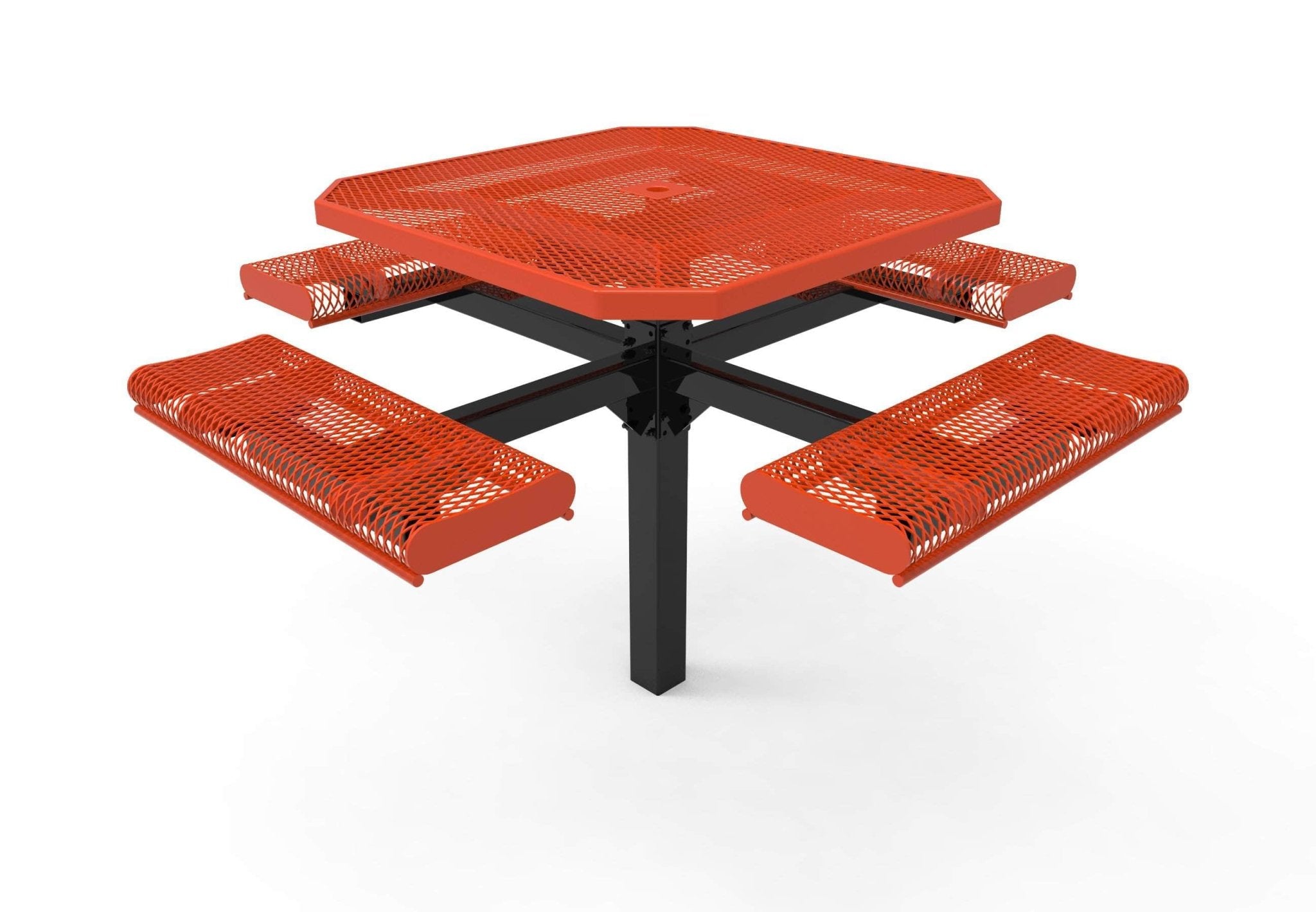 Octagon Rolled Pedestal Picnic Table with 4 Seats - Diamond Pattern - 46 In. - Crowd Control Warehouse