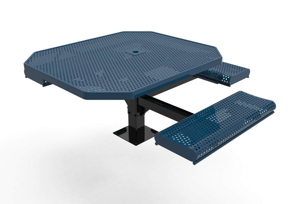 Octagon Rolled Pedestal Picnic Table with ADA Accessible Seating - Circular Pattern - 46 In. - Crowd Control Warehouse