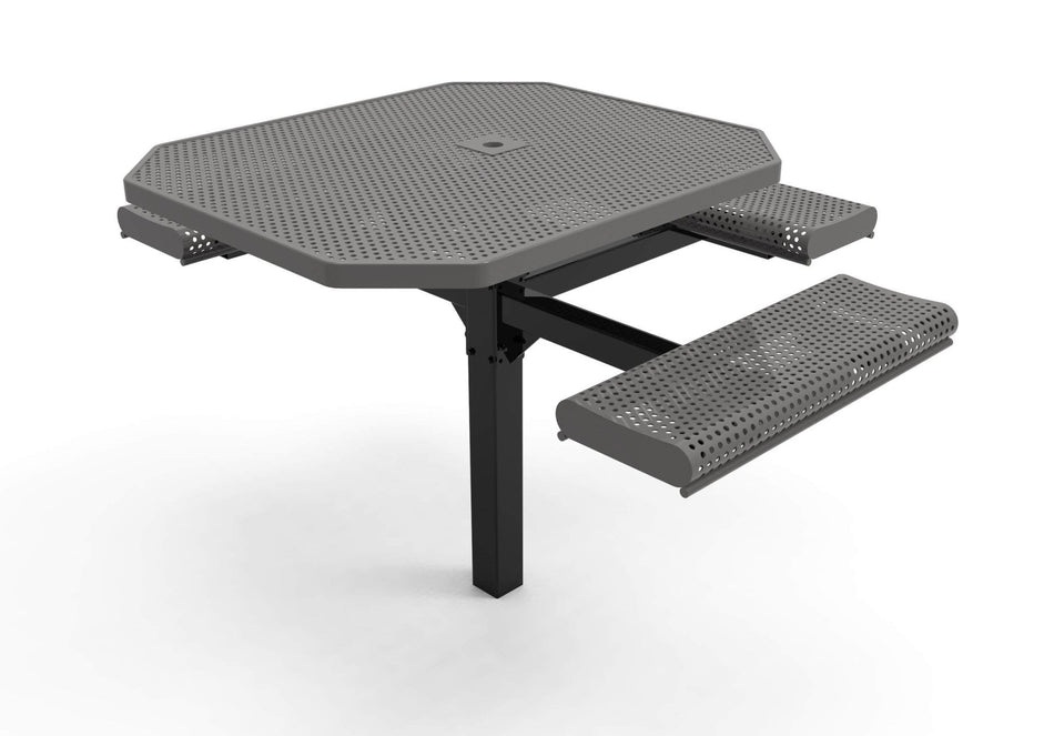 Octagon Rolled Pedestal Picnic Table with ADA Accessible Seating - Circular Pattern - 46 In. - Crowd Control Warehouse