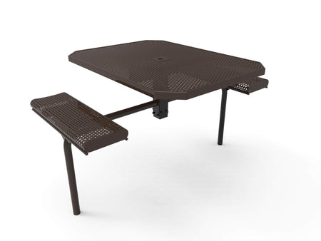 Octagon Rolled Seat Nexus Pedestal Picnic Table with 2 ADA Seats - Circular Pattern - 46 In. - Crowd Control Warehouse