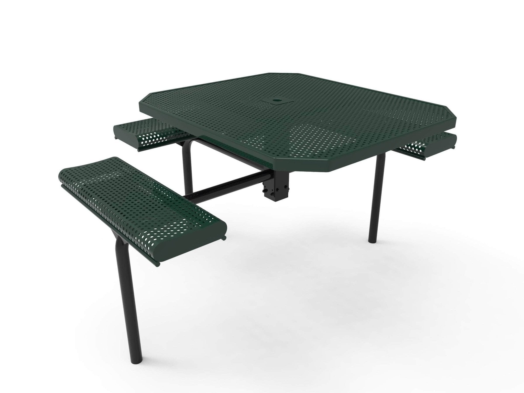 Octagon Rolled Seat Nexus Pedestal Picnic Table with 3 Seats - Circular Pattern - 46 In. - Crowd Control Warehouse