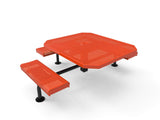 Octagon Rolled Seat Nexus Pedestal Picnic Table with 3 Seats - Circular Pattern - 46 In. - Crowd Control Warehouse