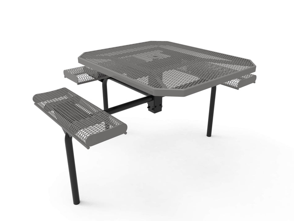 Octagon Rolled Seat Nexus Pedestal Picnic Table with 3 Seats - Diamond Pattern - 46 In. - Crowd Control Warehouse