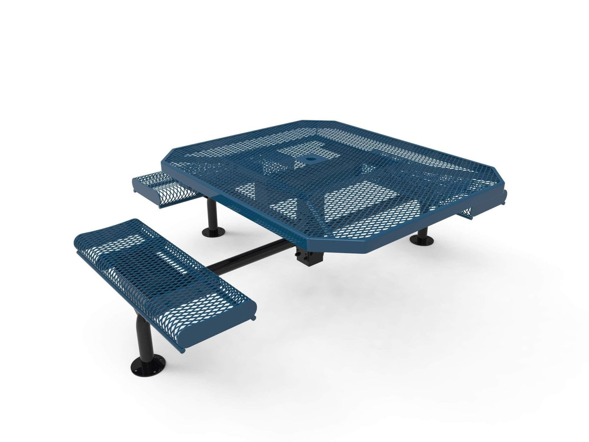 Octagon Rolled Seat Nexus Pedestal Picnic Table with 3 Seats - Diamond Pattern - 46 In. - Crowd Control Warehouse