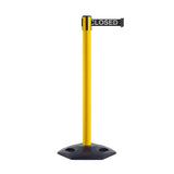 Outdoor Safety Retractable Belt Barrier, Rubber Base, 11 Ft. Belt - Montour Line MSR630 - Crowd Control Warehouse