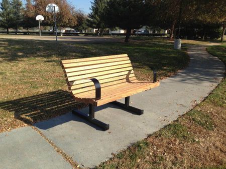 Palisade Wood Park Bench With Arms - 8 Ft. - Crowd Control Warehouse