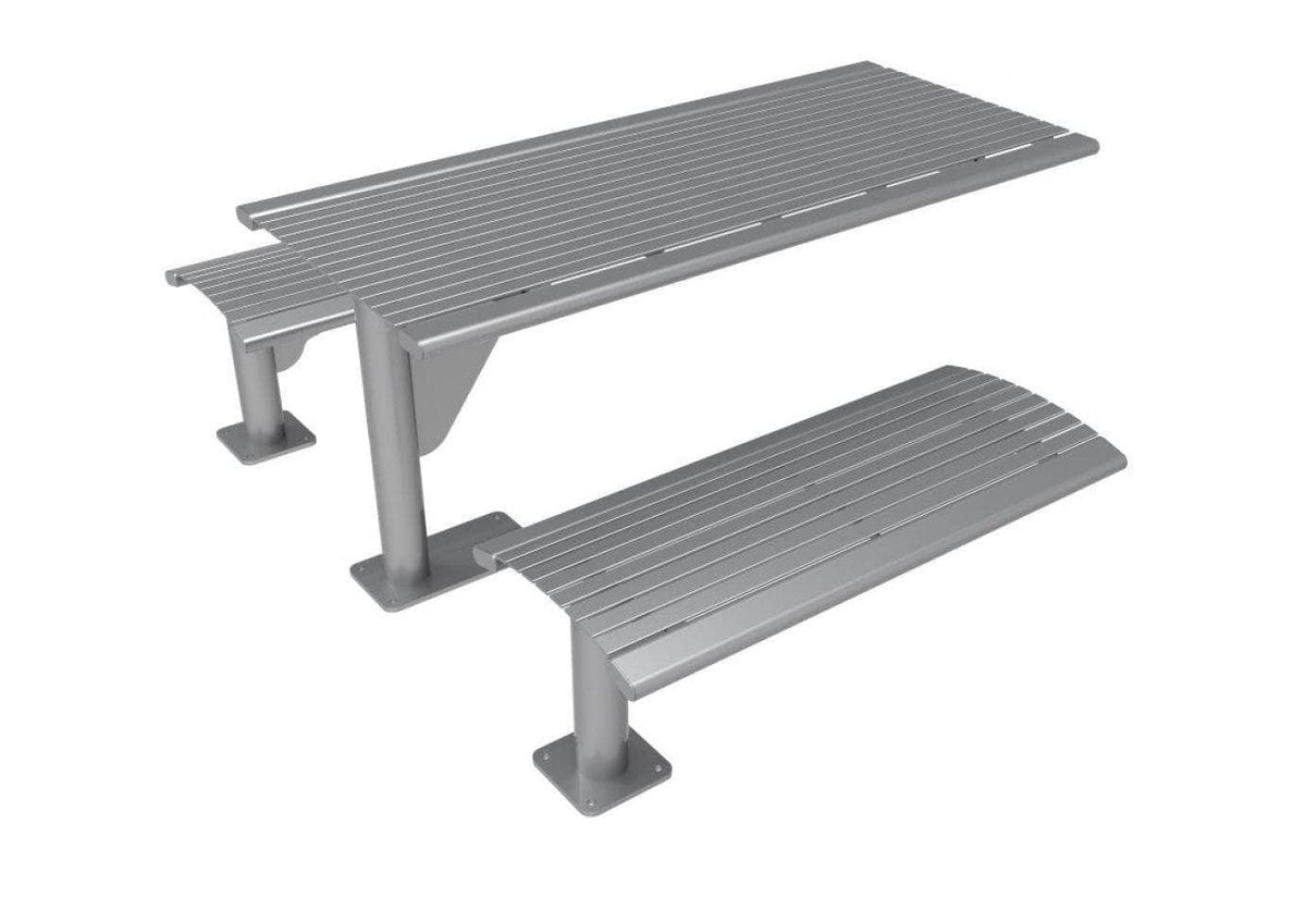 Phoenix Cantilever Picnic Table - Horizontal Slatted Steel - 6 Ft. - Crowd Control Warehouse
