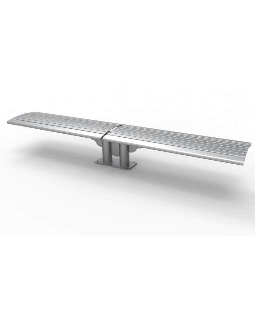 Phoenix Double Cantilever 8ft Park Bench - Horizontal Slatted Steel - Crowd Control Warehouse