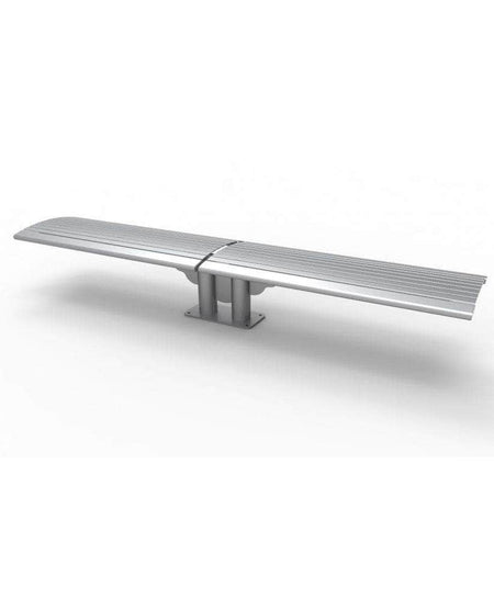 Phoenix Double Cantilever 8ft Park Bench - Horizontal Slatted Steel - Crowd Control Warehouse