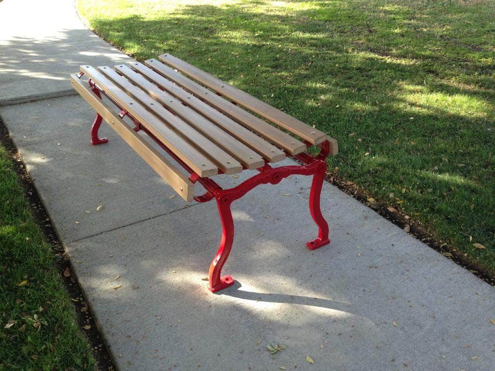 Plain Slatted Wood Backless Park Bench - 48 In. - Crowd Control Warehouse