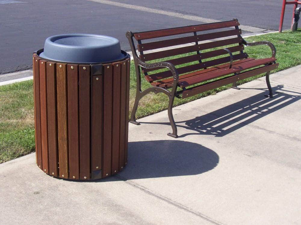 Plain Slatted Wood Park Bench - 96 In. - Crowd Control Warehouse