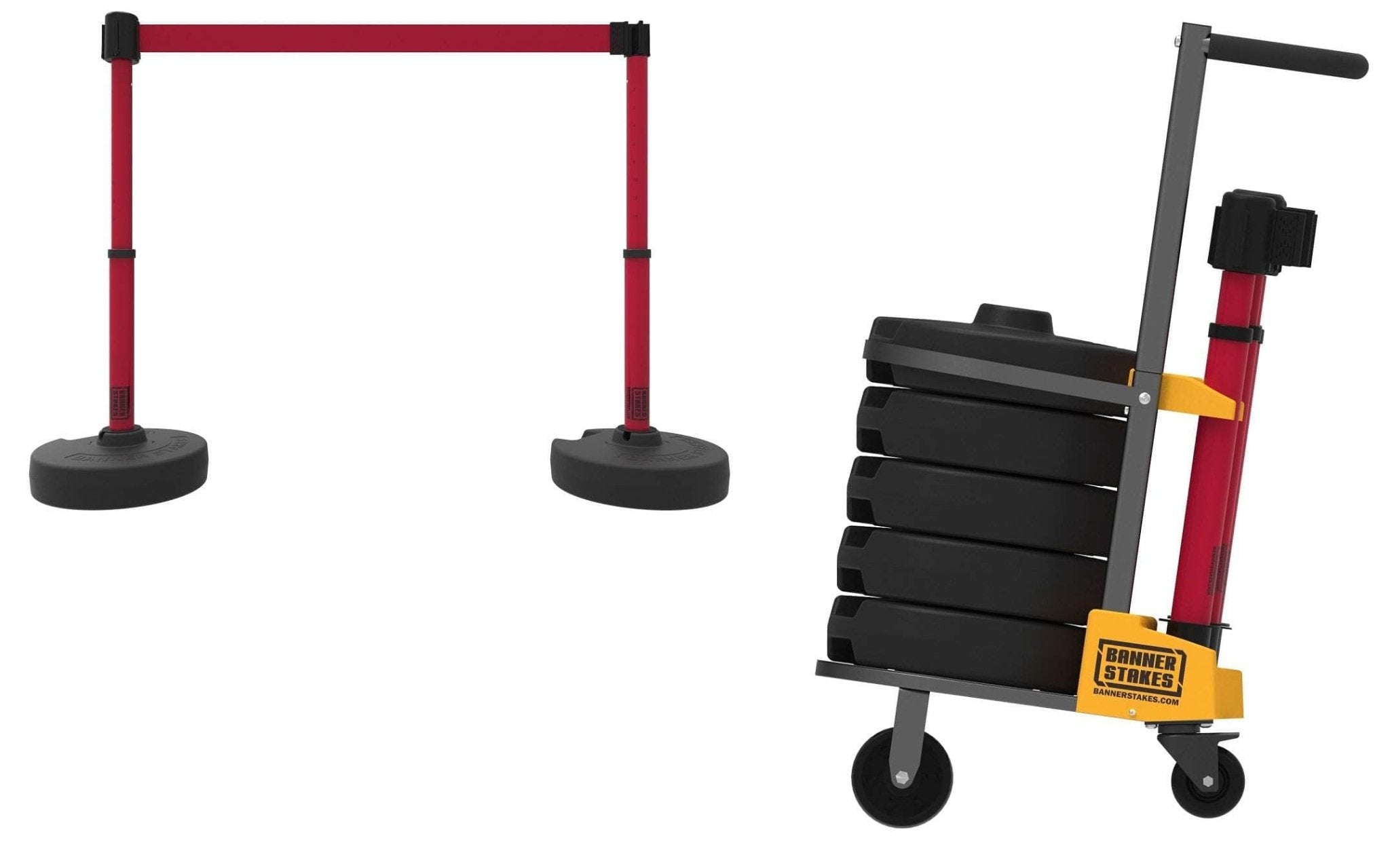 PLUS Cart Package Set of 5 Banner Stakes with 15 ft Belts - Crowd Control Warehouse