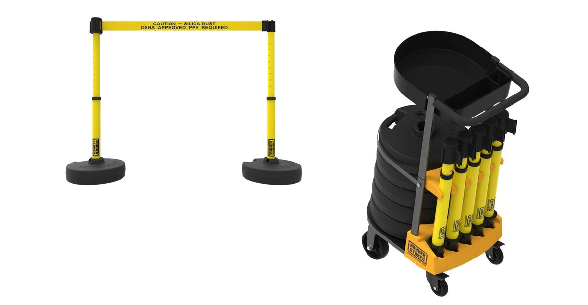 PLUS Cart Package with Tray Set of 5 Banner Stakes with 15 ft Belts - Crowd Control Warehouse