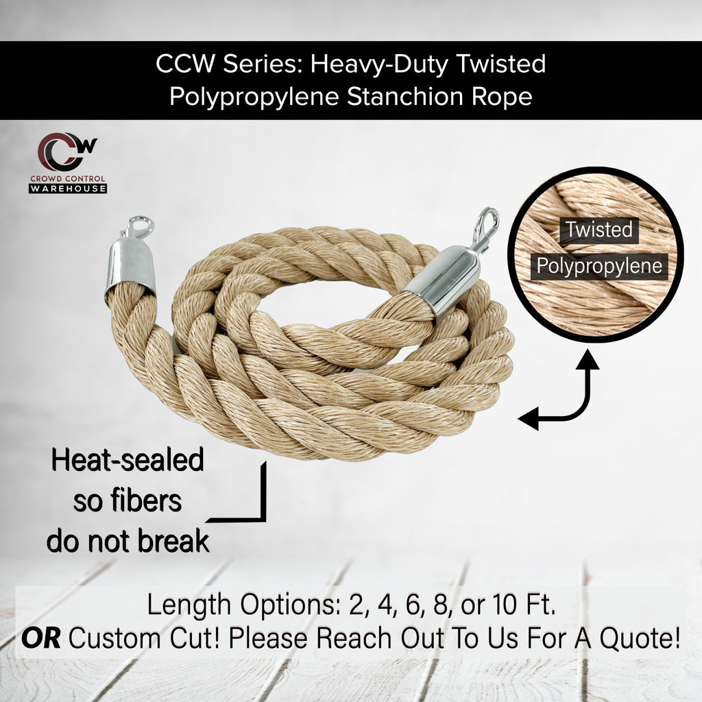 Heavy-Duty Twisted Polypropylene Ropes for Stanchion Posts - Montour Line -  Crowd Control Warehouse
