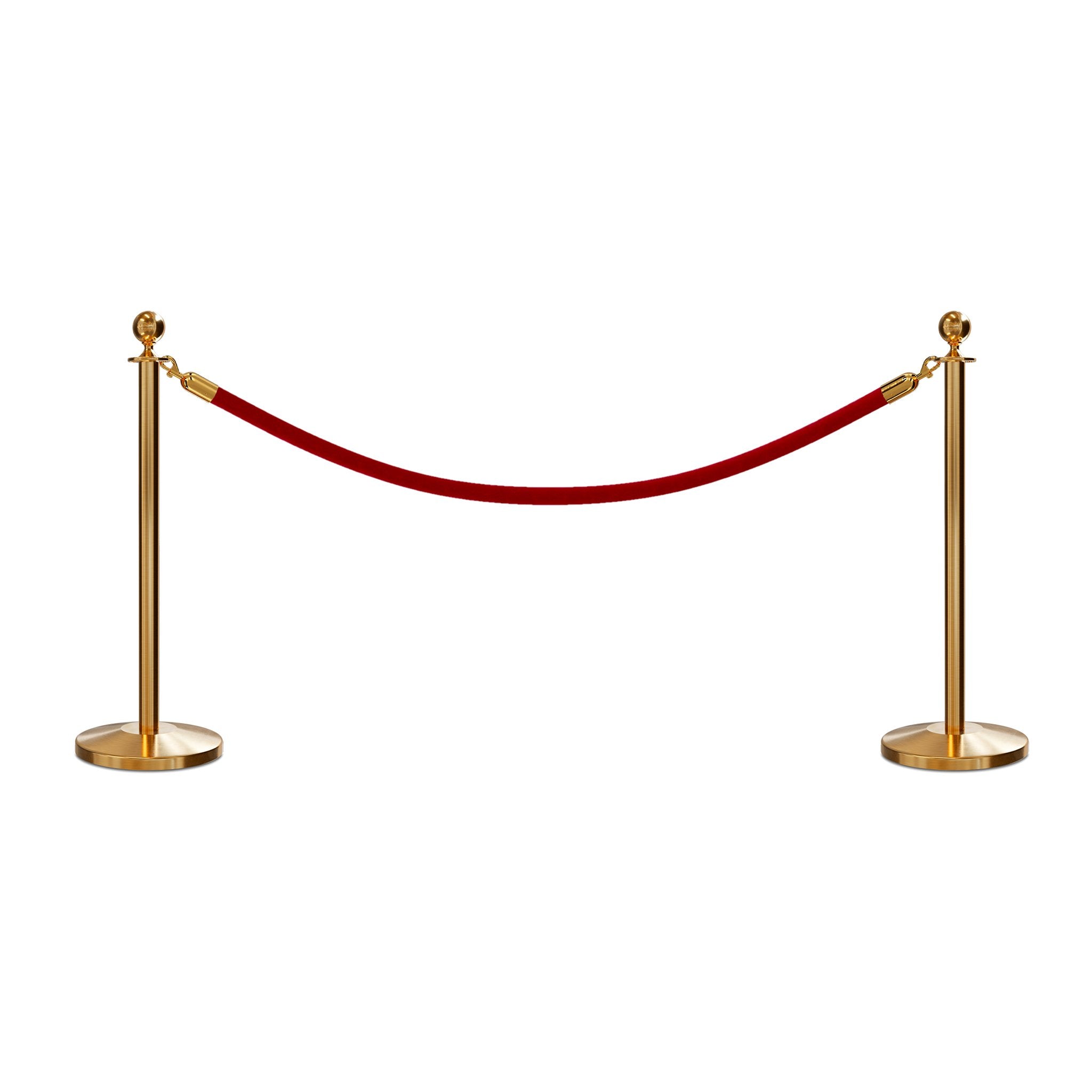 Post and Rope Stanchion Kit, Ball Top Posts, 6 Ft. Velvet Foam Core Rope - Montour Line - Crowd Control Warehouse
