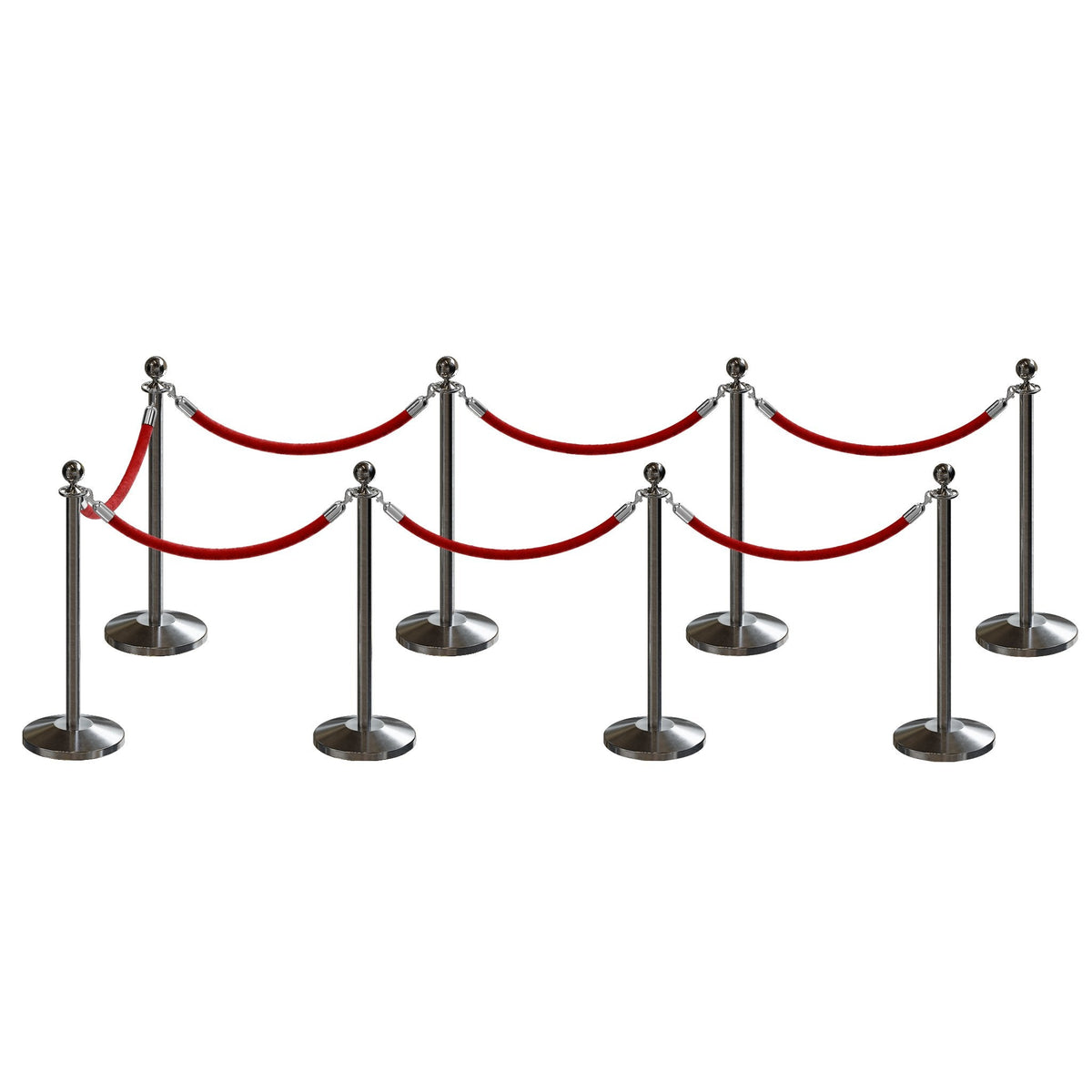 Post and Rope Stanchion Kit, Ball Top Posts, 6 Ft. Velvet Foam Core Rope - Montour Line - Crowd Control Warehouse