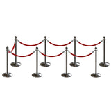 Post and Rope Stanchion Kit, Ball Top Posts, 6 Ft. Velvet Foam Core Rope - Montour Line - Crowd Control Warehouse
