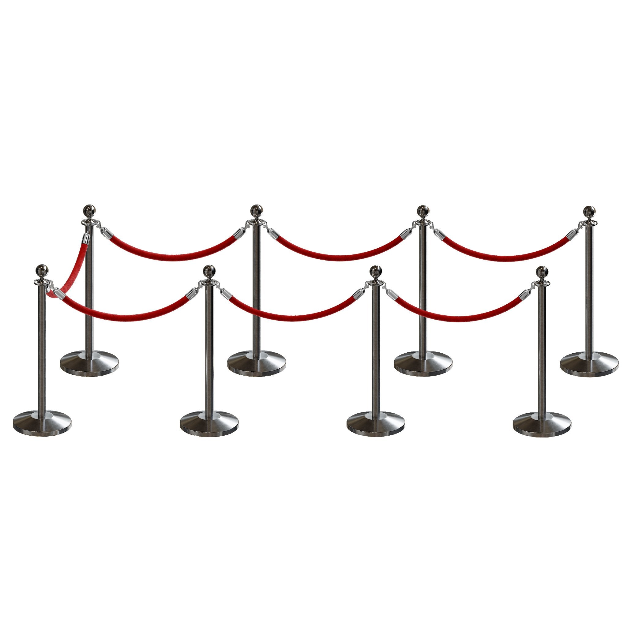 Post and Rope Stanchion Kit, Ball Top Posts, 6 Ft. Velvet Foam Core Rope - Montour Line - Crowd Control Warehouse