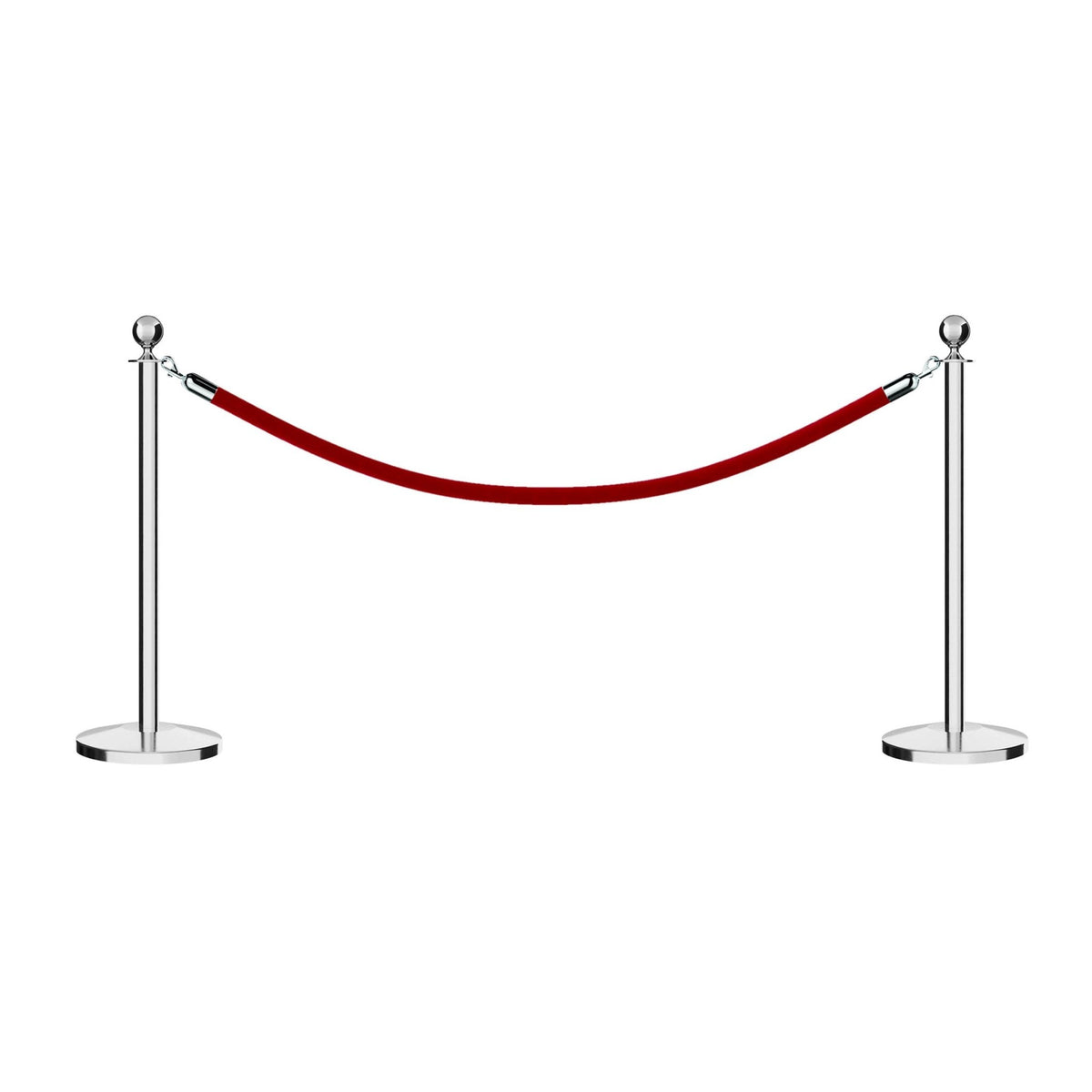 Post and Rope Stanchion Kit, Ball Top Posts, 6 Ft. Velvet Foam Core Rope - Montour Line - Crowd Control Warehouse