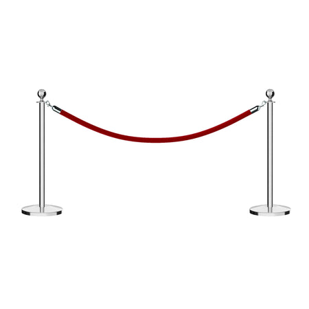 Post and Rope Stanchion Kit, Ball Top Posts, 6 Ft. Velvet Foam Core Rope - Montour Line - Crowd Control Warehouse
