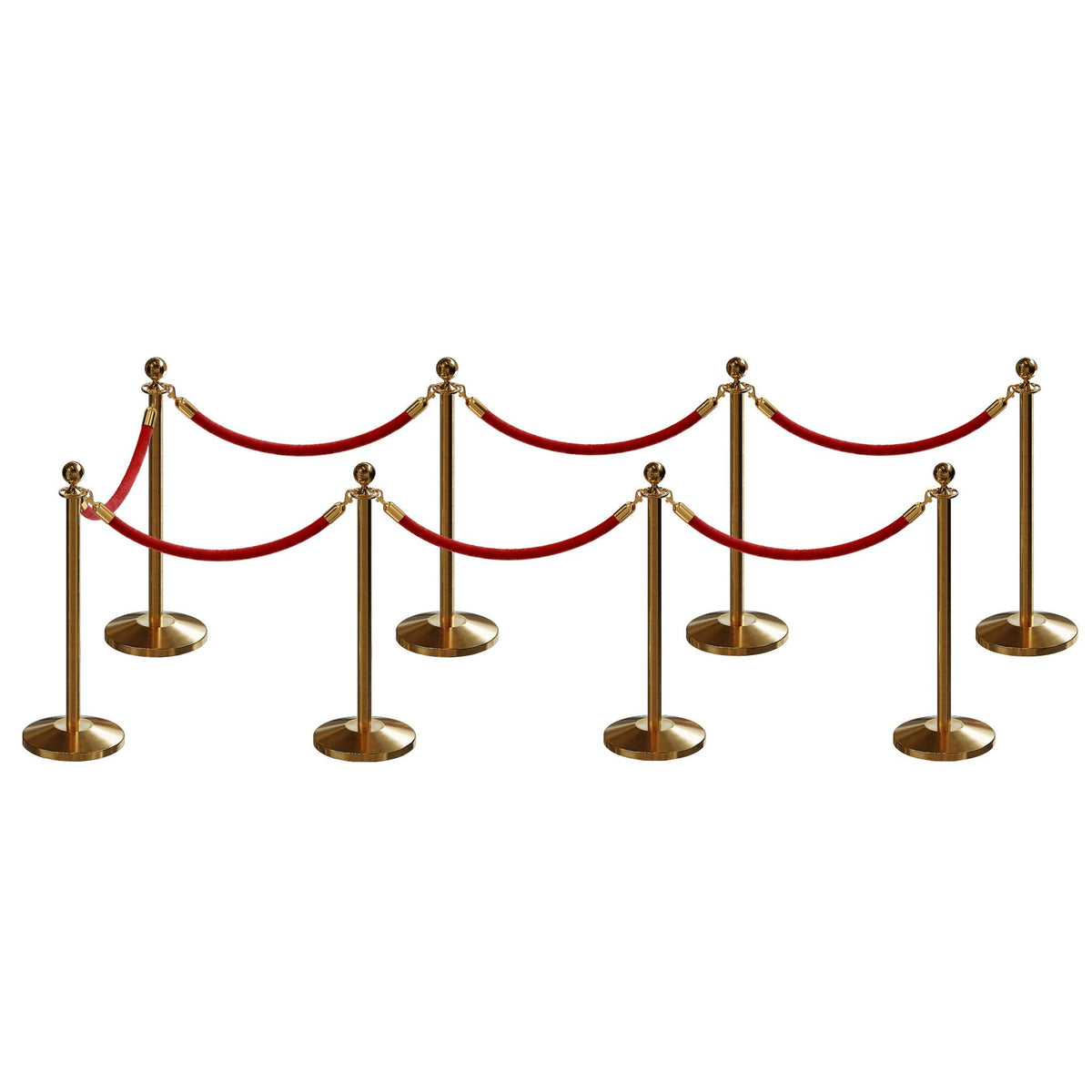 Post and Rope Stanchion Kit, Ball Top Posts, 6 Ft. Velvet Foam Core Rope - Montour Line - Crowd Control Warehouse