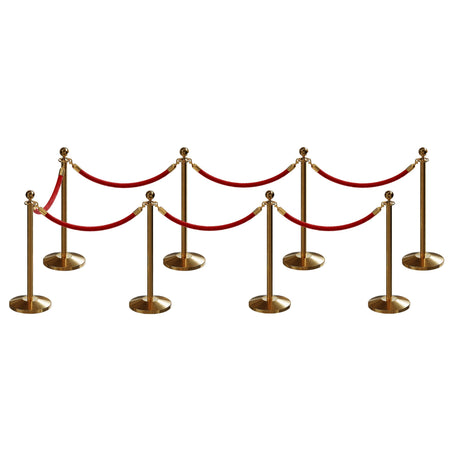 Post and Rope Stanchion Kit, Ball Top Posts, 6 Ft. Velvet Foam Core Rope - Montour Line - Crowd Control Warehouse