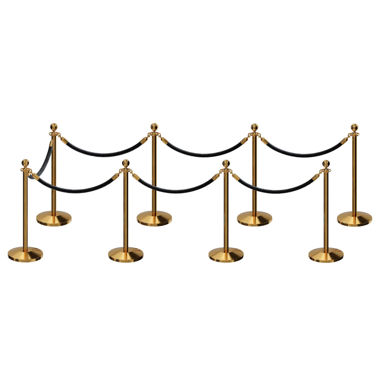 Post and Rope Stanchion Kit, Ball Top Posts, 6 Ft. Velvet Foam Core Rope - Montour Line - Crowd Control Warehouse