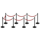 Post and Rope Stanchion Kit, Ball Top Posts, 6 Ft. Velvet Foam Core Rope - Montour Line - Crowd Control Warehouse