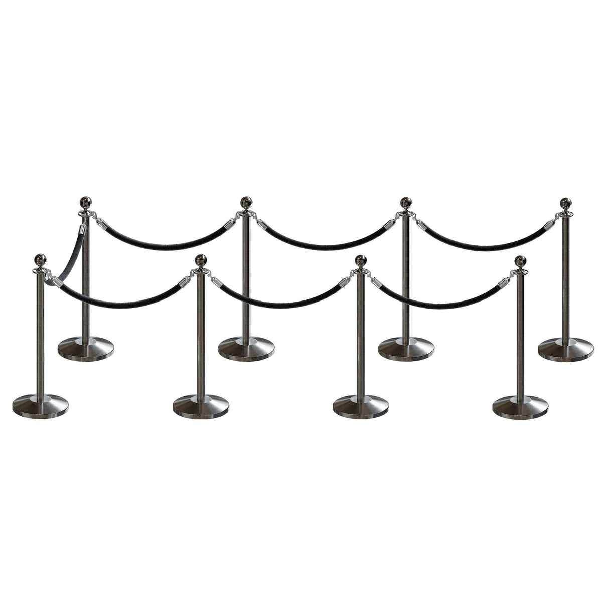 Post and Rope Stanchion Kit, Ball Top Posts, 6 Ft. Velvet Foam Core Rope - Montour Line - Crowd Control Warehouse