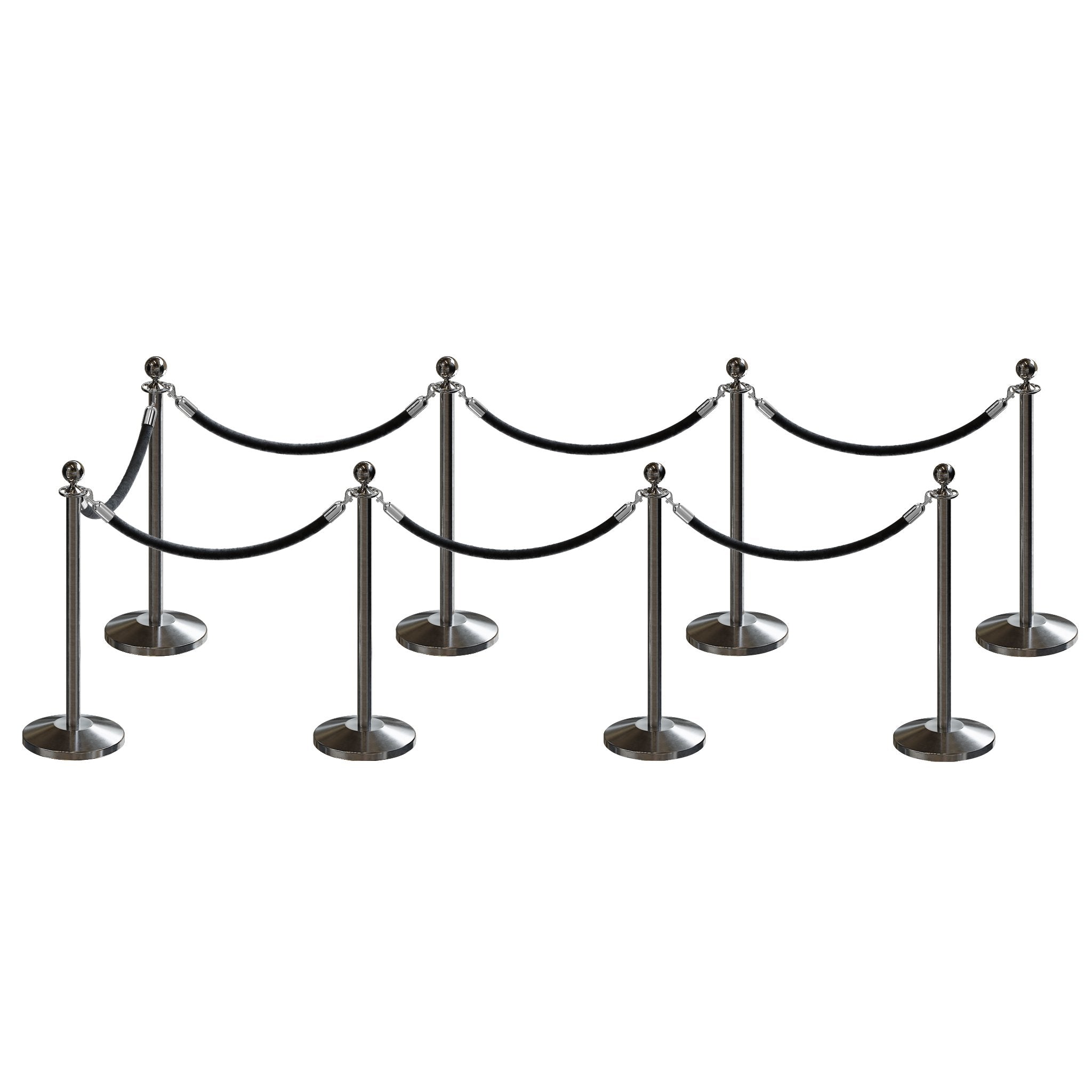 Post and Rope Stanchion Kit, Ball Top Posts, 6 Ft. Velvet Foam Core Rope - Montour Line - Crowd Control Warehouse