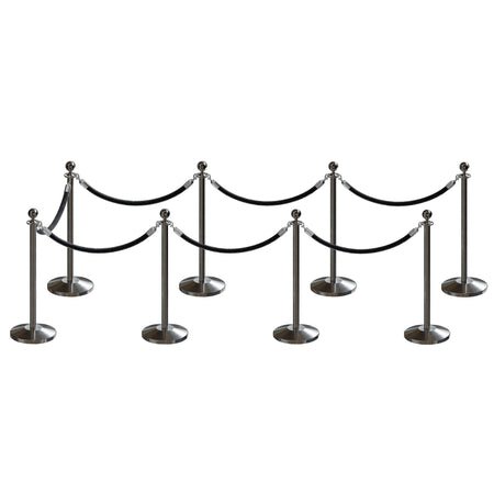 Post and Rope Stanchion Kit, Ball Top Posts, 6 Ft. Velvet Foam Core Rope - Montour Line - Crowd Control Warehouse