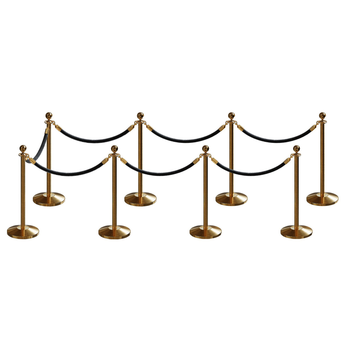 Post and Rope Stanchion Kit, Ball Top Posts, 6 Ft. Velvet Foam Core Rope - Montour Line - Crowd Control Warehouse