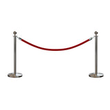 Post and Rope Stanchion Kit, Ball Top Posts, 6 Ft. Velvet Foam Core Rope - Montour Line - Crowd Control Warehouse