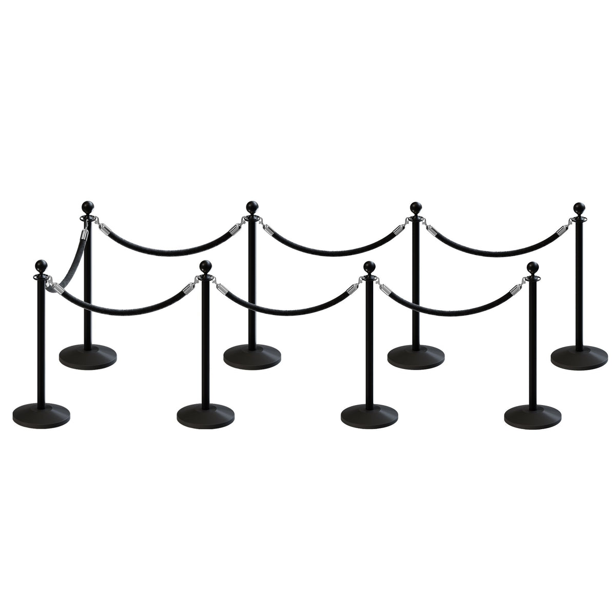 Post and Rope Stanchion Kit, Ball Top Posts, 6 Ft. Velvet Foam Core Rope - Montour Line - Crowd Control Warehouse