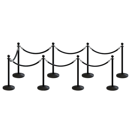 Post and Rope Stanchion Kit, Ball Top Posts, 6 Ft. Velvet Foam Core Rope - Montour Line - Crowd Control Warehouse