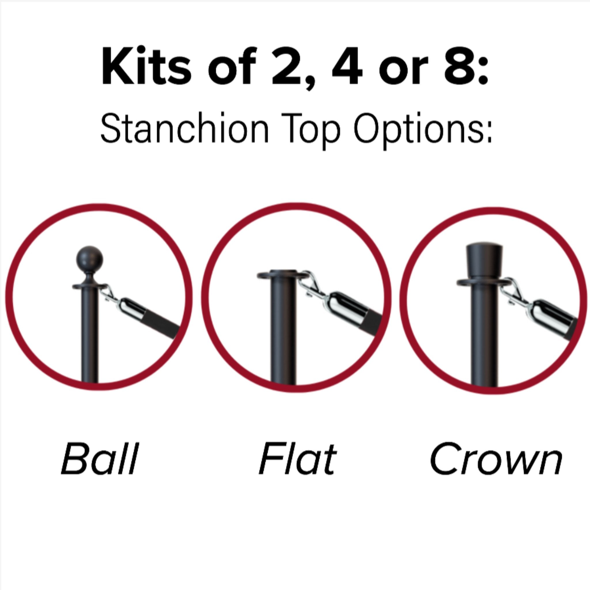 Post and Rope Stanchion Kit, Ball Top Posts, 6 Ft. Velvet Foam Core Rope - Montour Line - Crowd Control Warehouse