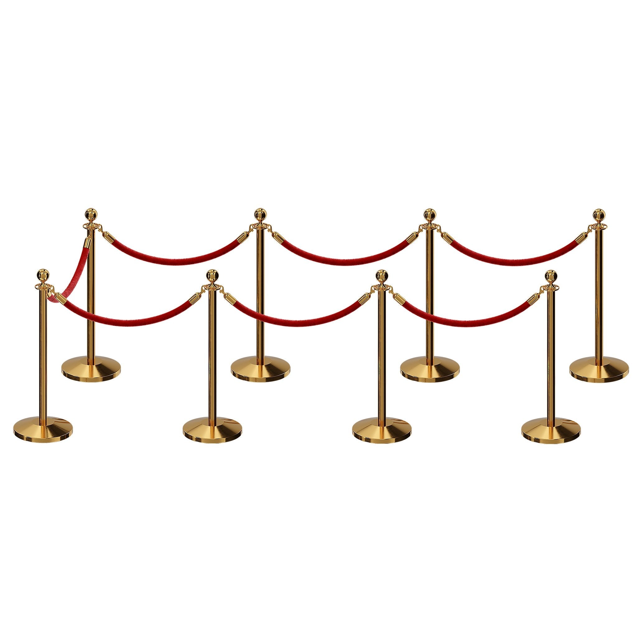 Post and Rope Stanchion Kit, Ball Top Posts, 6 Ft. Velvet Foam Core Rope - Montour Line - Crowd Control Warehouse