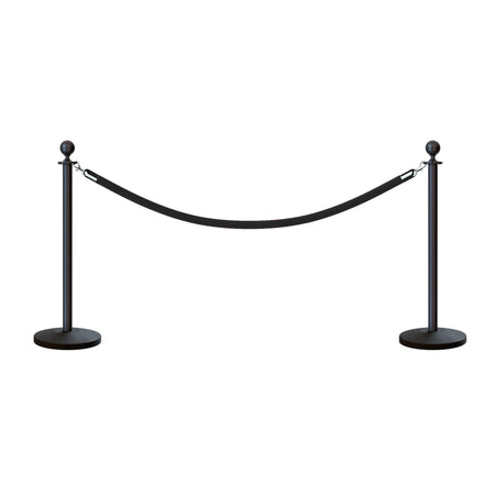 Post and Rope Stanchion Kit, Ball Top Posts, 6 Ft. Velvet Foam Core Rope - Montour Line - Crowd Control Warehouse