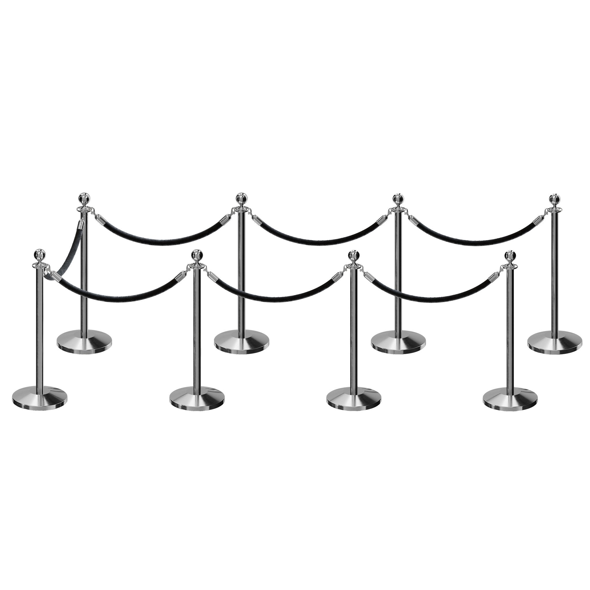 Post and Rope Stanchion Kit, Ball Top Posts, 6 Ft. Velvet Foam Core Rope - Montour Line - Crowd Control Warehouse