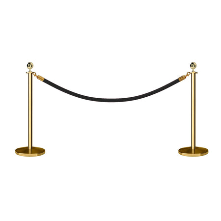 Post and Rope Stanchion Kit, Ball Top Posts, 6 Ft. Velvet Foam Core Rope - Montour Line - Crowd Control Warehouse