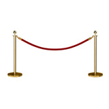 Post and Rope Stanchion Kit, Ball Top Posts, 6 Ft. Velvet Foam Core Rope - Montour Line - Crowd Control Warehouse
