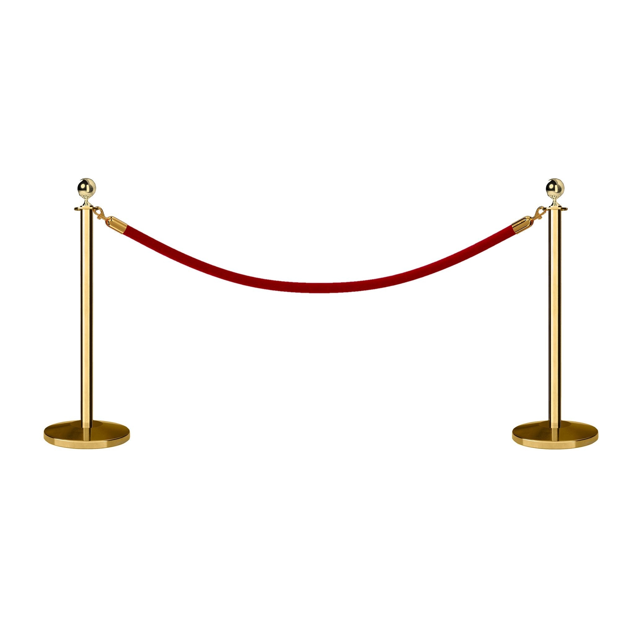 Post and Rope Stanchion Kit, Ball Top Posts, 6 Ft. Velvet Foam Core Rope - Montour Line - Crowd Control Warehouse