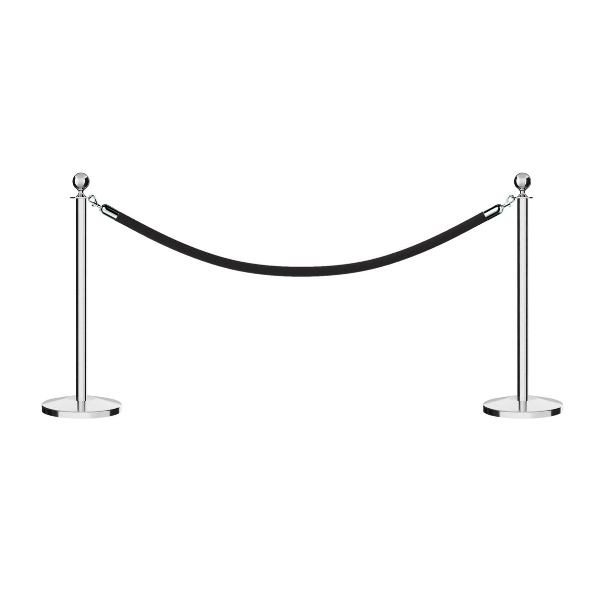 Post and Rope Stanchion Kit, Ball Top Posts, 6 Ft. Velvet Foam Core Rope - Montour Line - Crowd Control Warehouse